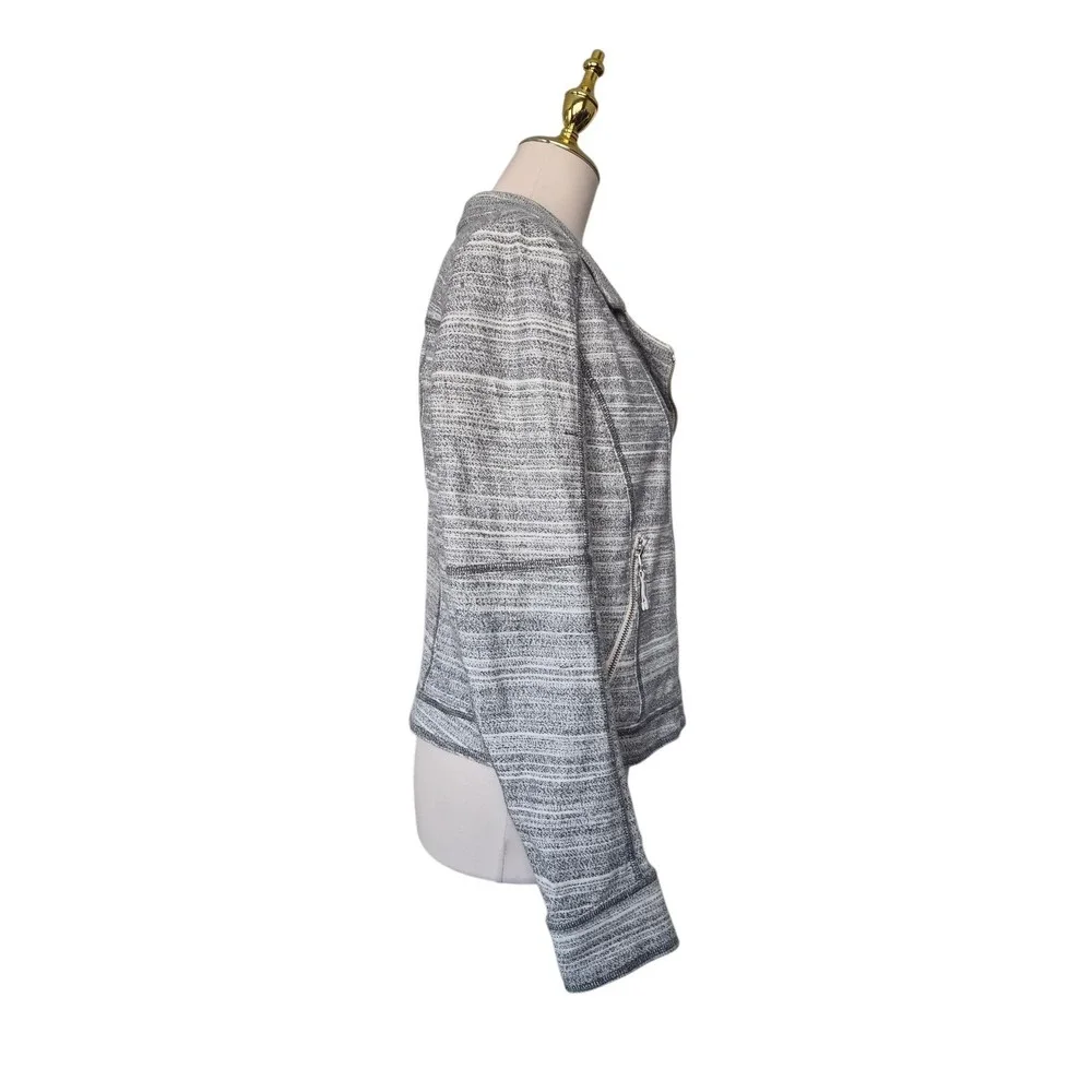 Anthropologie Gray Caitlin‎ Moto Full Zip Blazer Biker Womens Sz M 100% Cotton